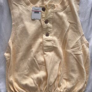 Yellow free people Sleeveless bodysuit with Button Detail